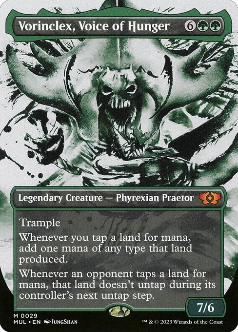Vorinclex, Voice of Hunger, carta Magic di tipo Legendary Creature — Phyrexian Praetor illustrata da JungShan