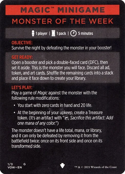 Monster of the Week // Monster of the Week (cont'd), carta Magic di tipo Card // Card