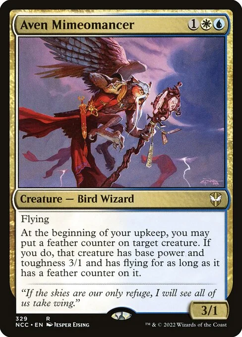 Aven Mimeomancer, carta Magic di tipo Creature — Bird Wizard illustrata da Jesper Ejsing