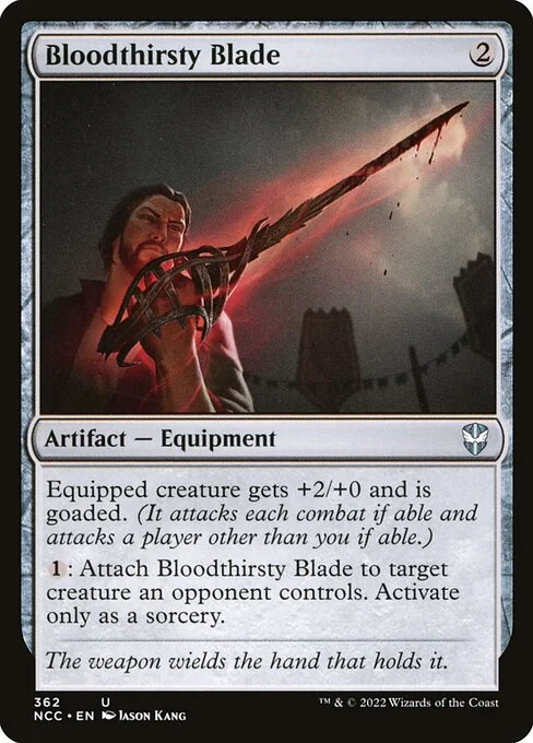 Bloodthirsty Blade, carta Magic di tipo Artifact — Equipment illustrata da Jason Kang
