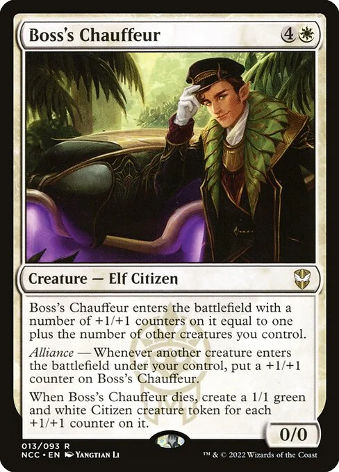 Boss's Chauffeur, carta Magic di tipo Creature — Elf Citizen illustrata da Yangtian Li