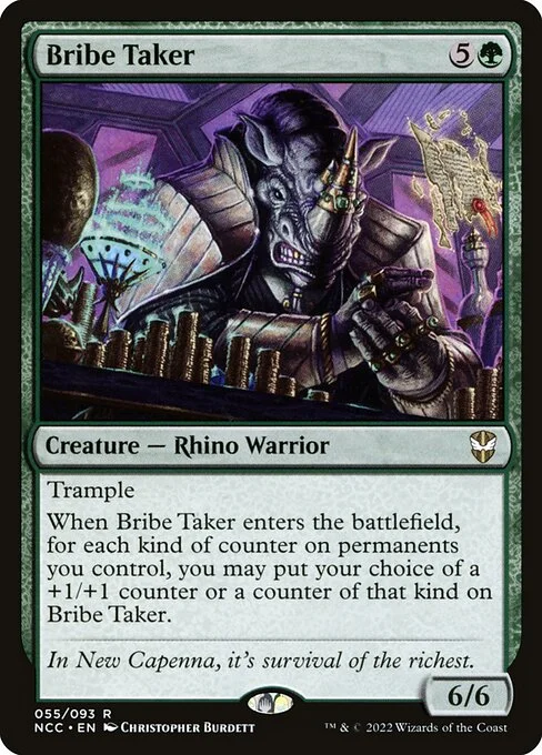 Bribe Taker, carta Magic di tipo Creature — Rhino Warrior illustrata da Christopher Burdett