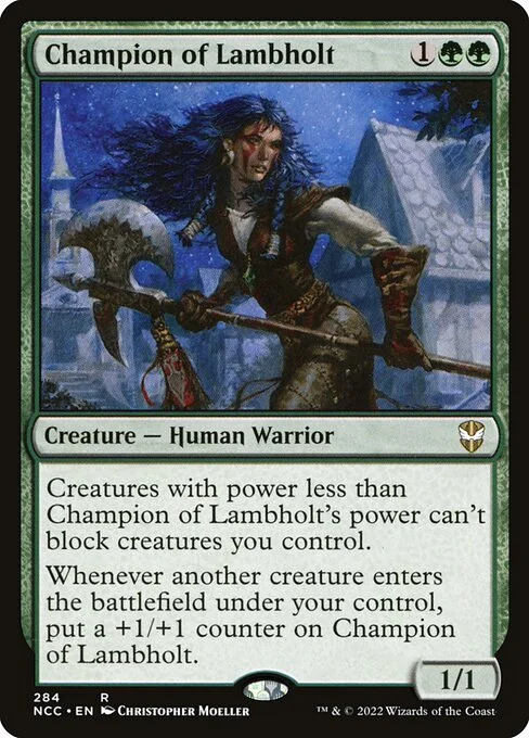 Champion of Lambholt, carta Magic di tipo Creature — Human Warrior illustrata da Christopher Moeller