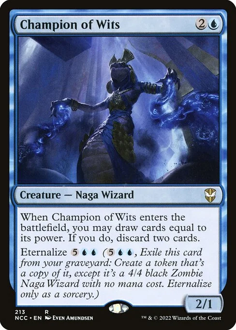 Champion of Wits, carta Magic di tipo Creature — Snake Wizard illustrata da Even Amundsen