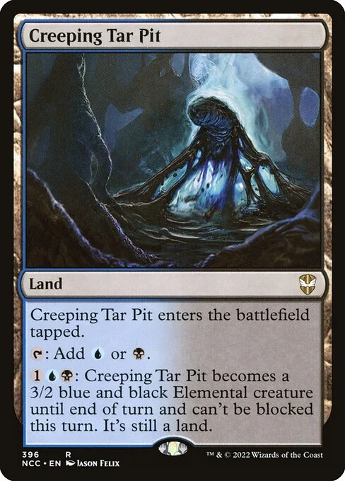 Creeping Tar Pit, carta Magic di tipo Land illustrata da Jason Felix