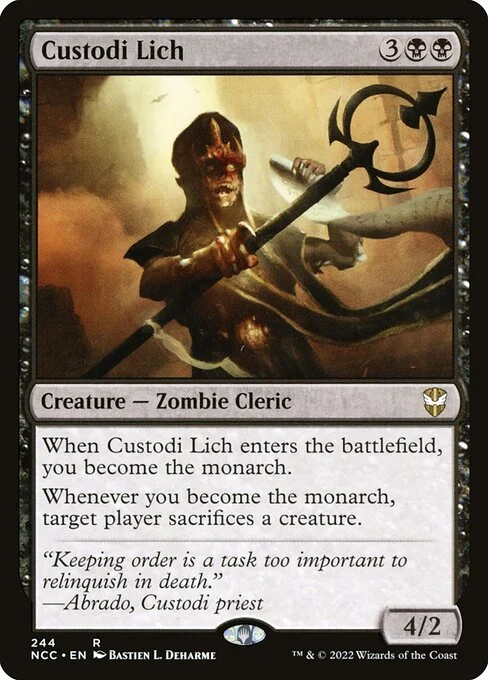 Custodi Lich, carta Magic di tipo Creature — Zombie Cleric illustrata da Bastien L. Deharme