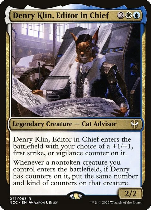 Denry Klin, Editor in Chief, carta Magic di tipo Legendary Creature — Cat Advisor illustrata da Aaron J. Riley