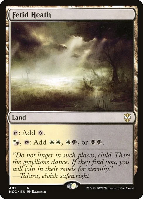 Fetid Heath, carta Magic di tipo Land illustrata da Daarken