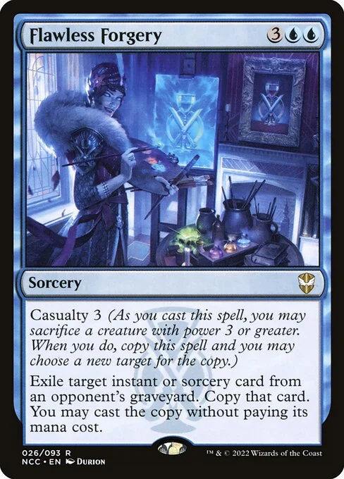 Flawless Forgery, carta Magic di tipo Sorcery illustrata da Durion