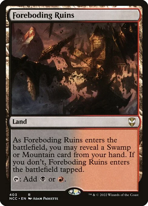 Foreboding Ruins, carta Magic di tipo Land illustrata da Adam Paquette