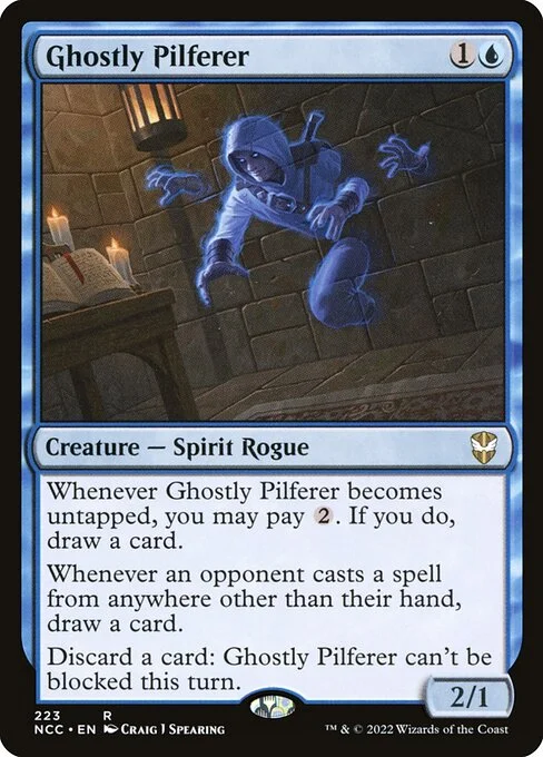 Ghostly Pilferer, carta Magic di tipo Creature — Spirit Rogue illustrata da Craig J Spearing
