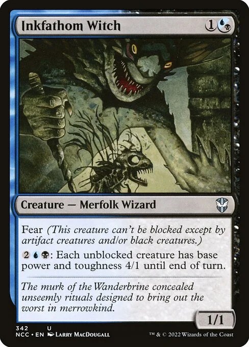 Inkfathom Witch, carta Magic di tipo Creature — Merfolk Wizard illustrata da Larry MacDougall