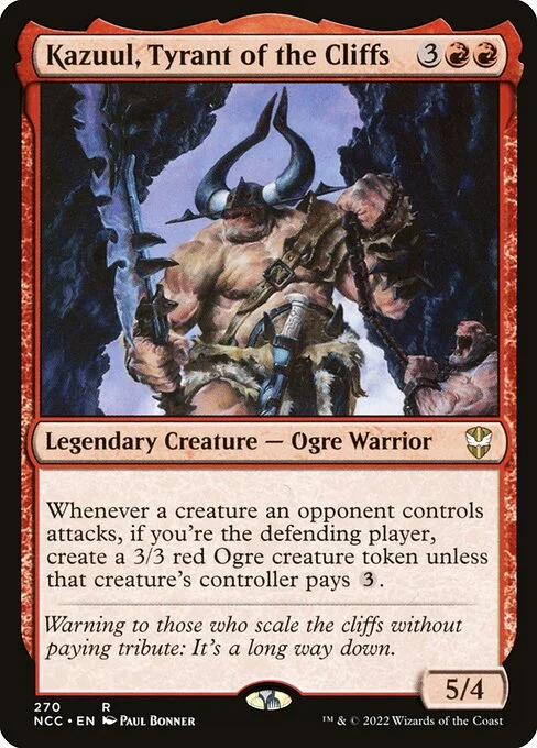 Kazuul, Tyrant of the Cliffs, carta Magic di tipo Legendary Creature — Ogre Warrior illustrata da Paul Bonner