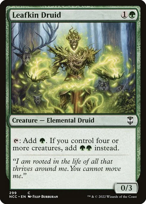 Leafkin Druid, carta Magic di tipo Creature — Elemental Druid illustrata da Filip Burburan