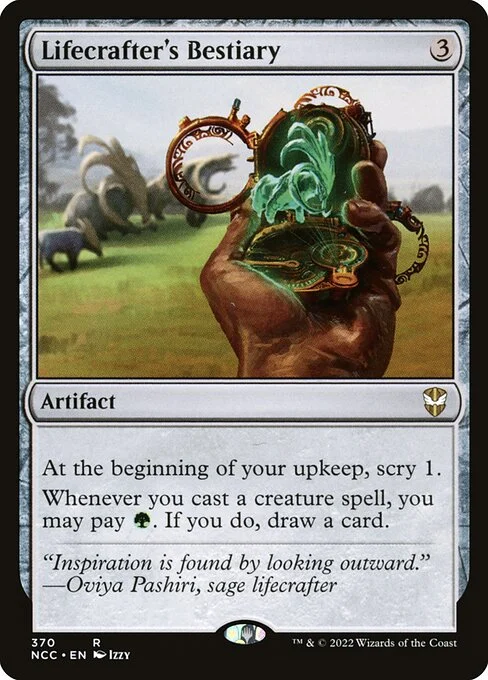 Lifecrafter's Bestiary, carta Magic di tipo Artifact illustrata da Izzy