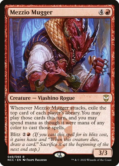 Mezzio Mugger, carta Magic di tipo Creature — Lizard Rogue illustrata da Filipe Pagliuso