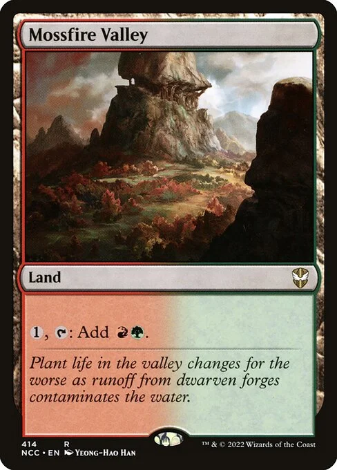 Mossfire Valley, carta Magic di tipo Land illustrata da Yeong-Hao Han