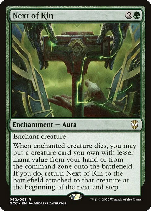 Next of Kin, carta Magic di tipo Enchantment — Aura illustrata da Andreas Zafiratos