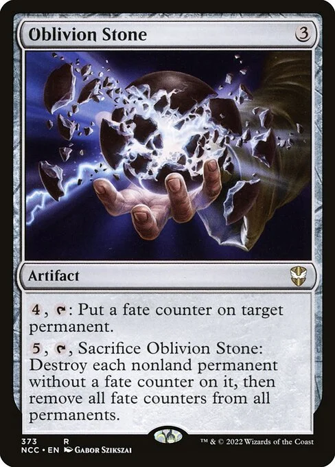 Oblivion Stone, carta Magic di tipo Artifact illustrata da Gabor Szikszai