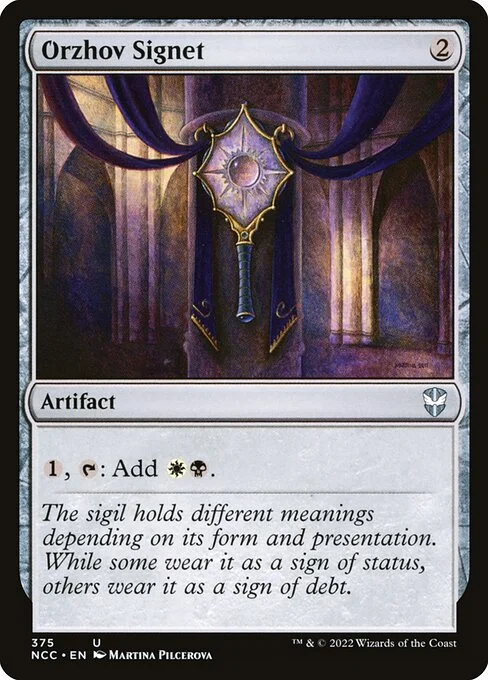 Orzhov Signet, carta Magic di tipo Artifact illustrata da Martina Pilcerova