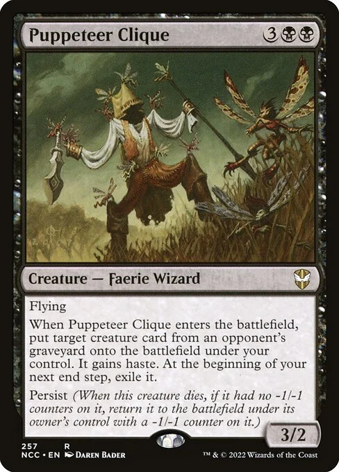 Puppeteer Clique, carta Magic di tipo Creature — Faerie Wizard illustrata da Daren Bader