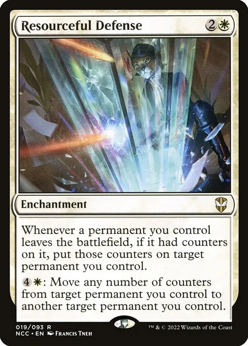 Resourceful Defense, carta Magic di tipo Enchantment illustrata da Francis Tneh