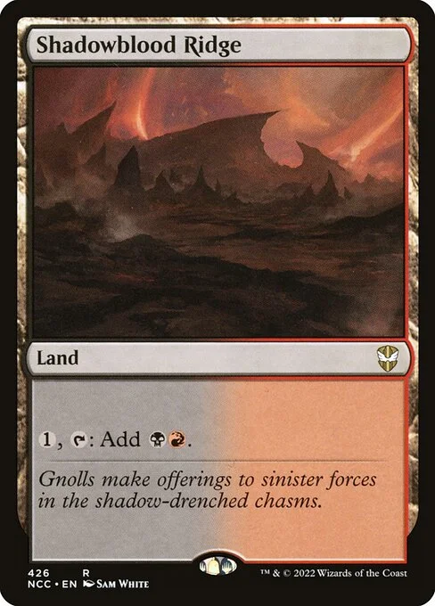 Shadowblood Ridge, carta Magic di tipo Land illustrata da Sam White