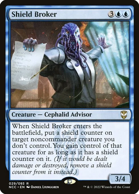 Shield Broker, carta Magic di tipo Creature — Octopus Advisor illustrata da Daniel Ljunggren
