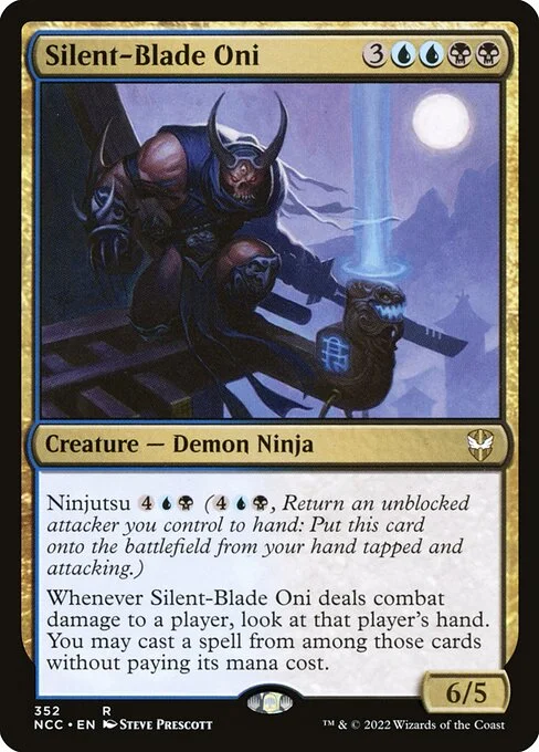 Silent-Blade Oni, carta Magic di tipo Creature — Demon Ninja illustrata da Steve Prescott