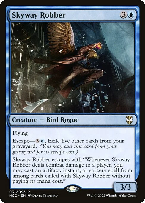 Skyway Robber, carta Magic di tipo Creature — Bird Rogue illustrata da Denys Tsiperko