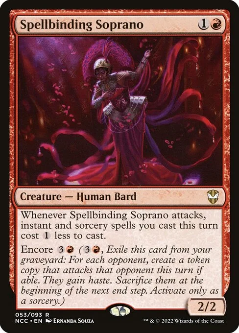 Spellbinding Soprano, carta Magic di tipo Creature — Human Bard illustrata da Ernanda Souza