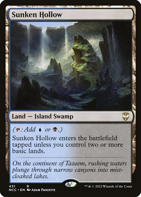 Sunken Hollow, carta Magic di tipo Land — Island Swamp illustrata da Adam Paquette