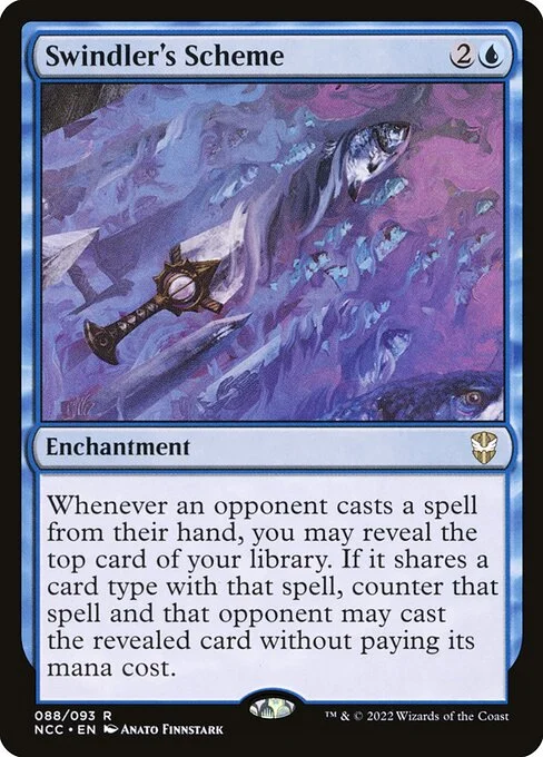 Swindler's Scheme, carta Magic di tipo Enchantment illustrata da Anato Finnstark