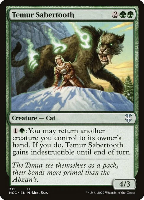 Temur Sabertooth, carta Magic di tipo Creature — Cat illustrata da Mike Sass