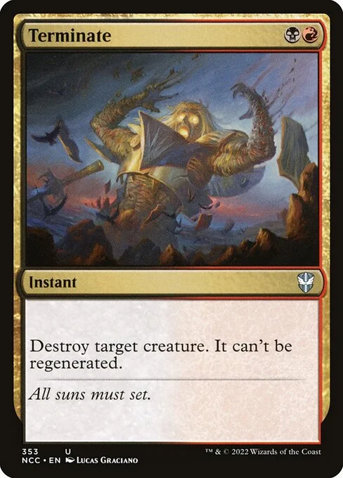 Terminate, carta Magic di tipo Instant illustrata da Lucas Graciano