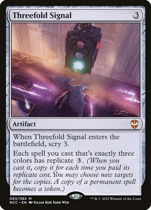 Threefold Signal, carta Magic di tipo Artifact illustrata da Julian Kok Joon Wen