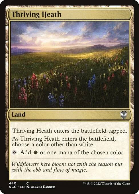 Thriving Heath, carta Magic di tipo Land illustrata da Alayna Danner