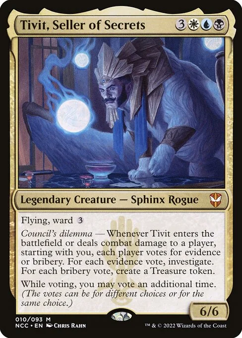 Tivit, Seller of Secrets, carta Magic di tipo Legendary Creature — Sphinx Rogue illustrata da Chris Rahn