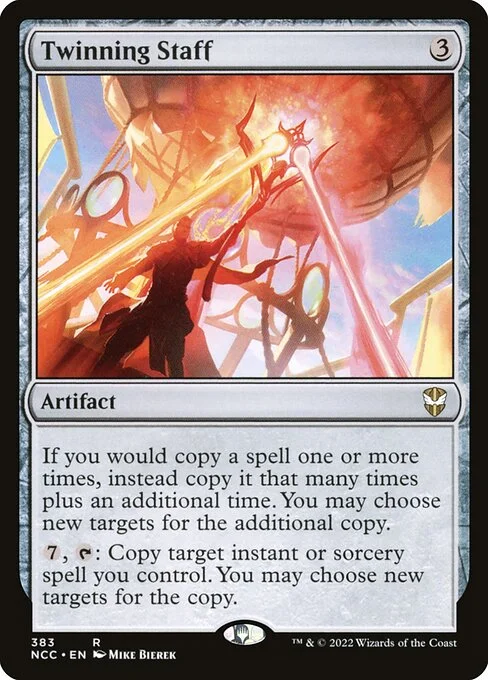 Twinning Staff, carta Magic di tipo Artifact illustrata da Mike Bierek