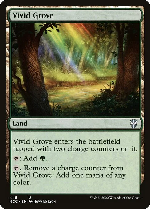 Vivid Grove, carta Magic di tipo Land illustrata da Howard Lyon