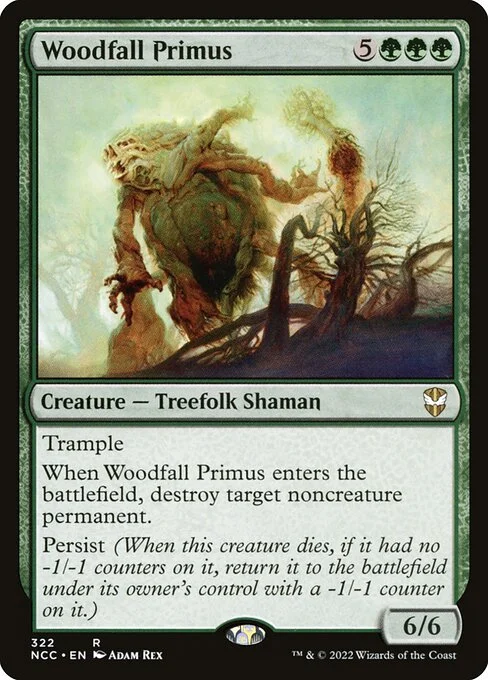 Woodfall Primus, carta Magic di tipo Creature — Treefolk Shaman illustrata da Adam Rex