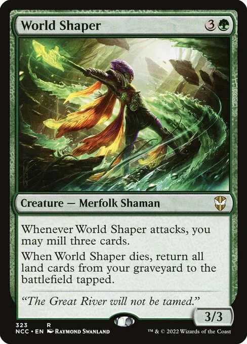World Shaper, carta Magic di tipo Creature — Merfolk Shaman illustrata da Raymond Swanland
