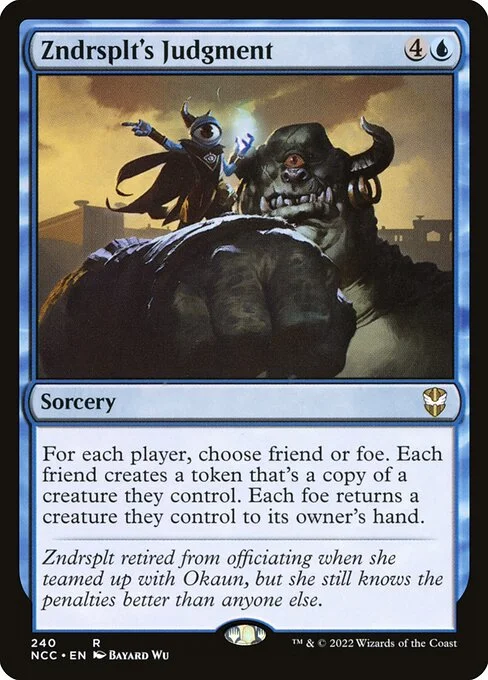 Zndrsplt's Judgment, carta Magic di tipo Sorcery illustrata da Bayard Wu