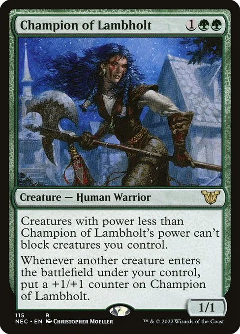 Champion of Lambholt, carta Magic di tipo Creature — Human Warrior illustrata da Christopher Moeller