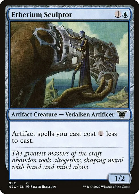 Etherium Sculptor, carta Magic di tipo Artifact Creature — Vedalken Artificer illustrata da Steven Belledin