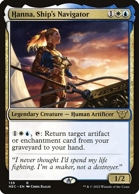 Hanna, Ship's Navigator, carta Magic di tipo Legendary Creature — Human Artificer illustrata da Chris Rallis