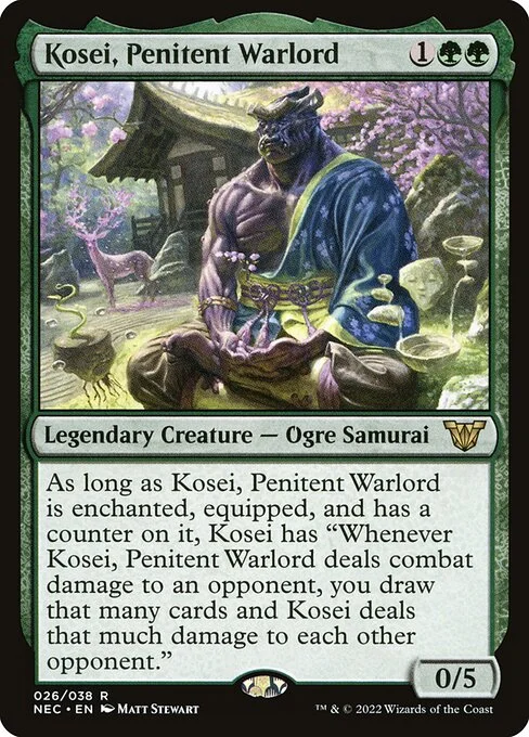 Kosei, Penitent Warlord, carta Magic di tipo Legendary Creature — Ogre Samurai illustrata da Matt Stewart