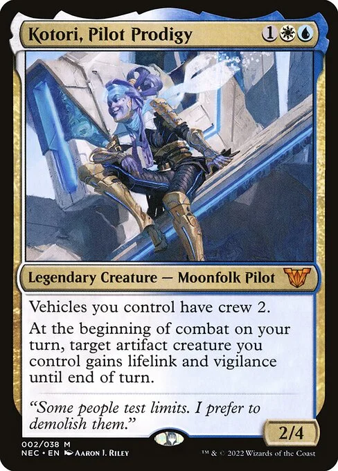 Kotori, Pilot Prodigy, carta Magic di tipo Legendary Creature — Moonfolk Pilot illustrata da Aaron J. Riley