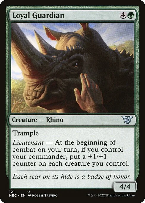 Loyal Guardian, carta Magic di tipo Creature — Rhino illustrata da Robbie Trevino