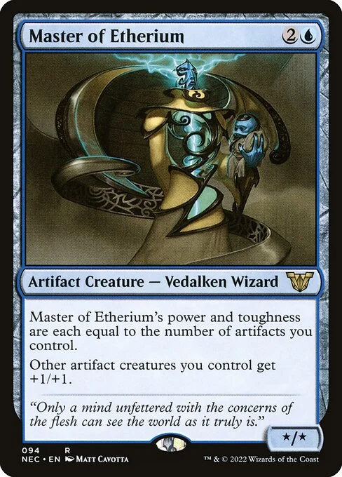 Master of Etherium, carta Magic di tipo Artifact Creature — Vedalken Wizard illustrata da Matt Cavotta